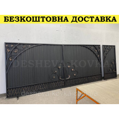 Кованые распашные ворота из профнастилом Киев
