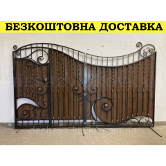 Кованые ворота из встроенной калиткой и профнастилом Біла Церква