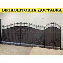 Кованые ворота из профнастила Код: А-01150 Харків