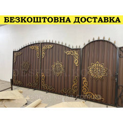 Ворота кованые из профнастилом и калиткой Код: А-01198 Київ