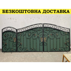 Ворота кованые из профнастилом и калиткой Код: А-01236 Полтава