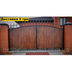 Кованые ворота из художественной ковки из профнастила Бровары