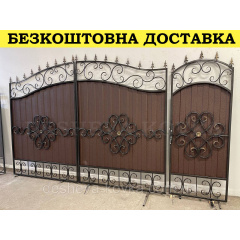 Ворота кованые из профнастилом и калиткой Код: А-01248 Львів