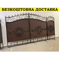 Ворота кованые из профнастилом и калиткой Код: А-01248 Львів