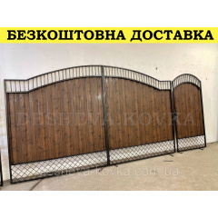 Кованые ворота из профнастила и ковкой Код: А-01276 Измаил