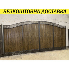 Ворота с профнастилом и калиткой Код: А-01237(1) Николаев