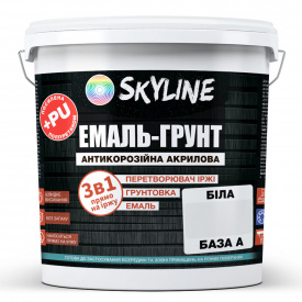 Емаль-грунт акрил-поліуретанова шовковисто-матова Skyline 3в1 Білий 3,6 кг