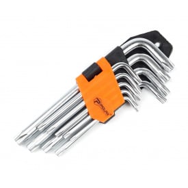 Набор шестигранных TORX ключей Polax Г-образных 9 предметов Т10-Т50 Cr-V (25-007)