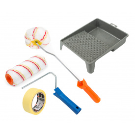 Набір для фарбування Polax валик "Роял" 180 мм кутовий валик ванночка для фарби і малярна стрічка (335-45)