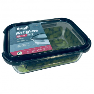 Контейнер скляний прямокутний з пластиковою кришкою Krauff Artglas 29-298-027 1000 мл Темно-синій (23640)
