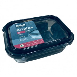 Контейнер скляний прямокутний з пластиковою кришкою Krauff Artglas 29-298-025 400 мл Темно-синій (23638)