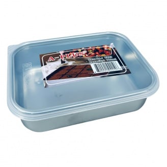 Лоток з нержавної сталі з кришкою A-Plus 2210 700 мл 16,6х12,8х3,5 см Сталевий (23581)