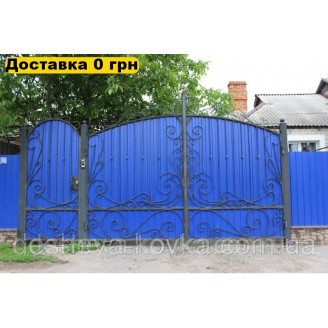 Кованые ворота из калиткой