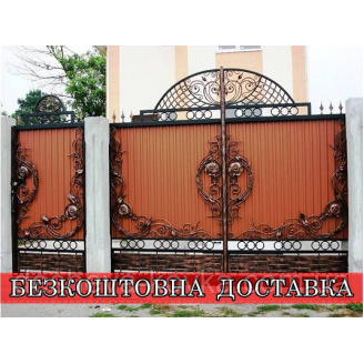 Кованые ворота из профнастила