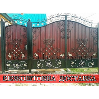 Ворота кованые из профнастила
