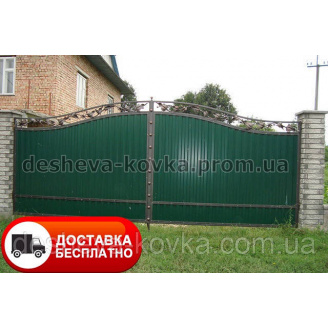 Кованые ворота из профнастила