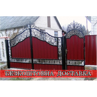Ворота кованые из профнастила