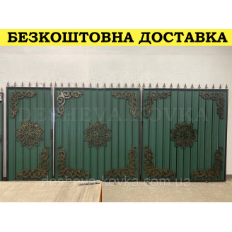 Ворота кованые из профнастилом
