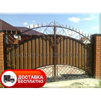 Кованые ворота из профнастила из коваными элементами