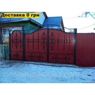 Ворота кованые из профнастила