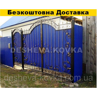 Ворота из элементами ковки из калиткой