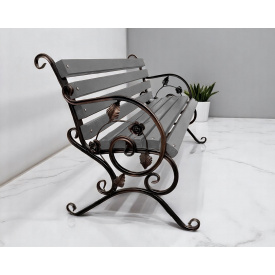 Лавка садова кована Tobi Sho Камелія з підлокітниками 170 см колір антрацит