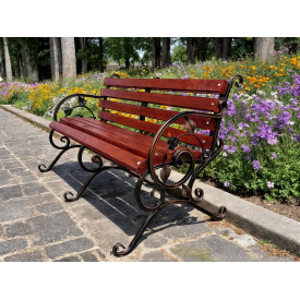 Скамейка садовая кованая Tobi Sho Камелия с подлокотниками 220 см цвет макасар