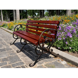Скамейка садовая кованая Tobi Sho Камелия с подлокотниками 170 см усиленная цвет махагоний
