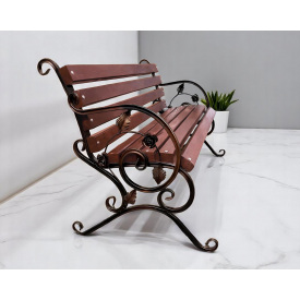 Лавка садова кована Tobi Sho Камелія з підлокітниками 150 см колір черешня