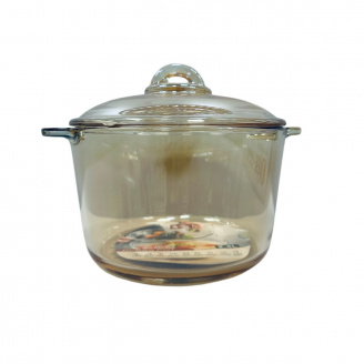 Каструля скляна жароміцна з кришкою Interos 01-1 XM BHP/SJB-2500MLB 2,5 л Золотий (23667)