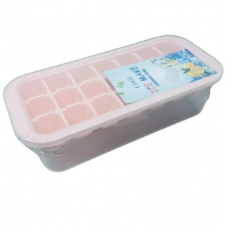 Форма для льоду з контейнером пластикова Stenson R92459 25х11,5х7 см Персиковий (23625)