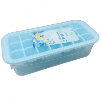 Форма для льоду з контейнером пластикова Stenson R92459 25х11,5х7 см Блакитний (23623)