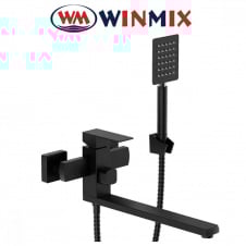Смеситель для ванны длинный нос Winmix KUB EURO Black из нерж. стали (Chr-007) SUS304, Польша