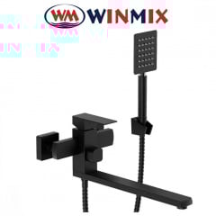 Смеситель для ванны длинный нос Winmix KUB EURO Black из нерж. стали (Chr-007) SUS304, Польша Самбор