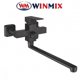 Змішувач для ванни довгий ніс Winmix KUB EURO Black з нерж. сталі (Chr-006) SUS304, Польща