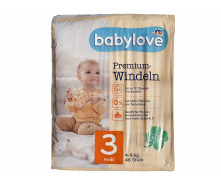 Дитячі одноразові підгузники Babylove Premium 3 midi 4-9 кг 46 шт