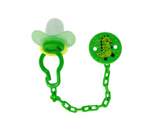 Дитячий набір Ланцюжок з пустушкою Mega Zayka MGZ-0502(Green) з кришкою