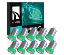 Комплект світлодіодних ламп Napo LED BA9S-5050-1smd T4W Ba9s 10 шт Зелений (1805043885)