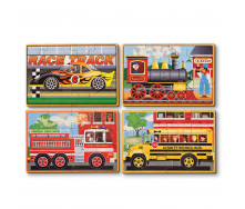 Дерев'яний пазл 4 в 1 Melissa&Doug Машинки 12х4 елементів 15х20 см MD3794