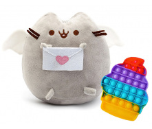 Набор мягкая игрушка кот с письмом Пушин кэт и игрушка антистресс Pop It мороженое S&T 18х15х12 см Серый (vol-1791)