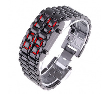 Годинник-браслет Led Watch Iron Samurai, Чорний з червоними світлодіодами ( IBW012BR )