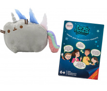 Комплект М'яка іграшка кіт-єдиноріг веселка Pusheen cat та Набір для творчості Малюй Світлом (vol-680)
