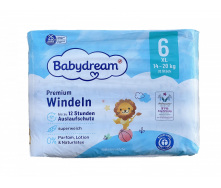 Дитячі одноразові підгузники Babydream 6 XL 14-20 кг 32 шт
