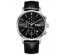 Наручний годинник чоловічий Lee Cooper Leather Black Сріблястий (3434)