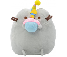 М'яка іграшка кіт зі святковим кексом у ковпачку VOLRO Pusheen cat Сірий (vol-647)