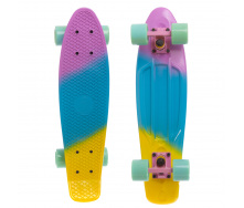 Скейтборд пластиковый Penny FISH COLOR 22in полосатая дека SP-Sport SK-402-7 фиолетовый-голубой-желтый