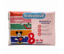 Дитячі одноразові підгузники Babylove Premium 8 18+ кг 28 шт