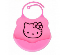 Силиконовый слюнявчик с карманом Kiddy Розовый Hello Kitty 02101