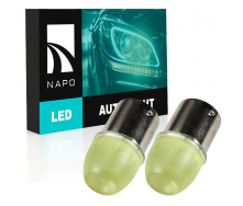 Комплект світлодіодних ламп Napo LED 1156-HP-Lens P21W 1156 BA15S 2 шт Бурштиновий (2523829510)