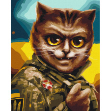 Картина за номерами BrushMe серії Патріот "Котик Головнокомандувач © Маріанна Пащук" 40х50см BS53427